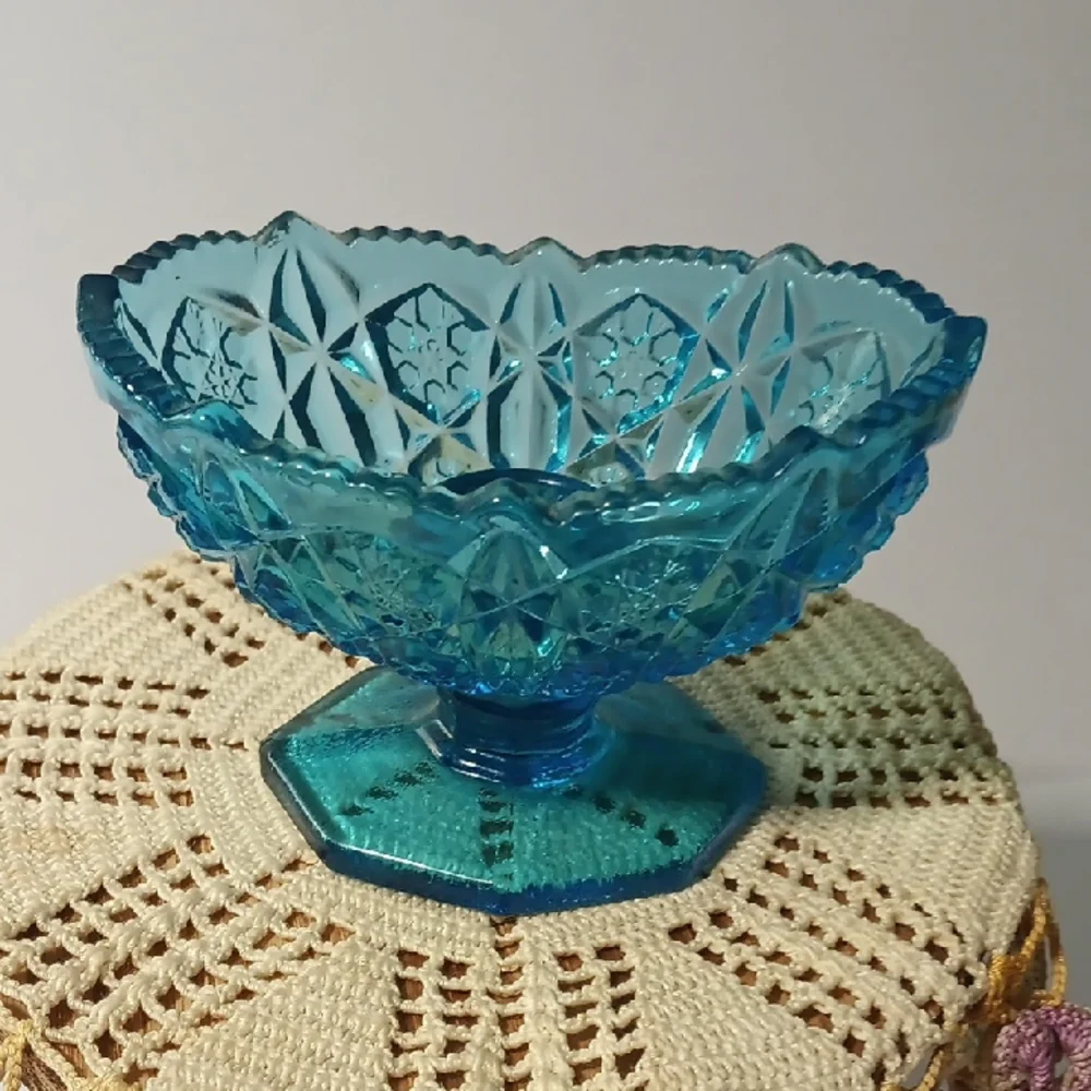 Vintage Blue Glass Candle Holder - Picture 1 of 6